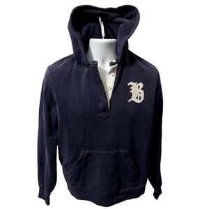 BROOKS BROTHERS Mens Navy Hoodie Large White Logo Letter Patch